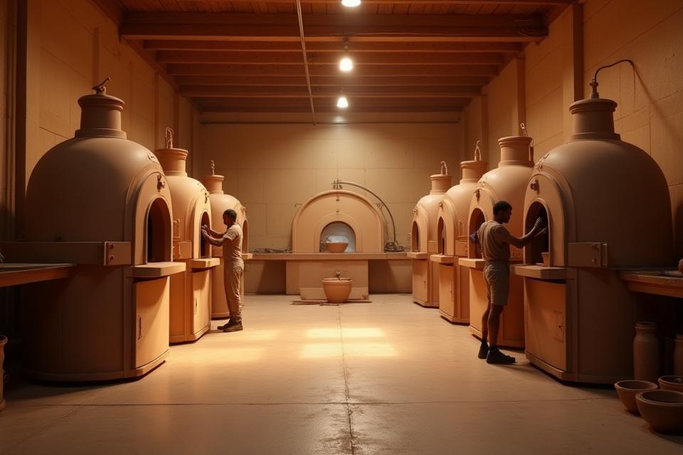 Interior shot of the Cast & Clay studio with pottery kilns