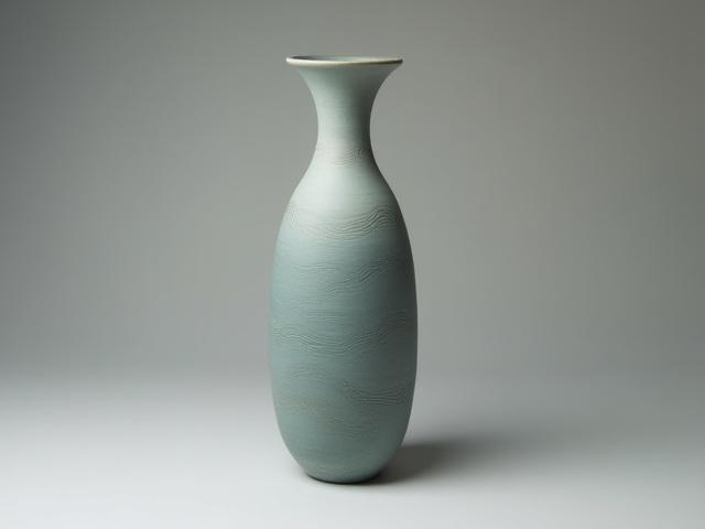 Riverbend Series ceramic vase with fluid etched patterns, greyed out to show 'Sold Out' status.