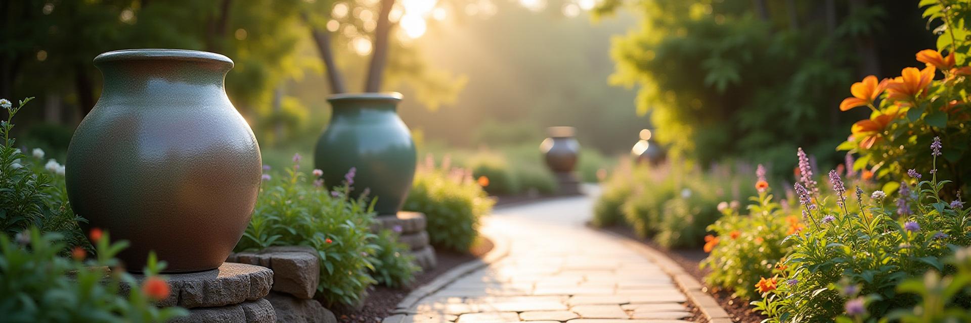 Custom-made ceramic signage and decorative pots by Cast & Clay enhancing the pathways and garden beds of the Springfield Botanical Gardens