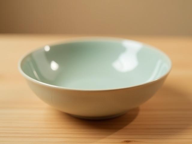 A beautifully crafted, classic ceramic bowl with a subtle glaze, sitting on a wooden surface.