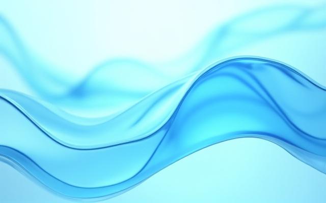 Abstract blue and clear glass sculptures mimicking flowing water, with gentle curves and refractions of light.