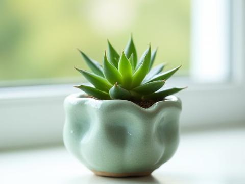 Small, hand-built ceramic planter with a unique organic shape